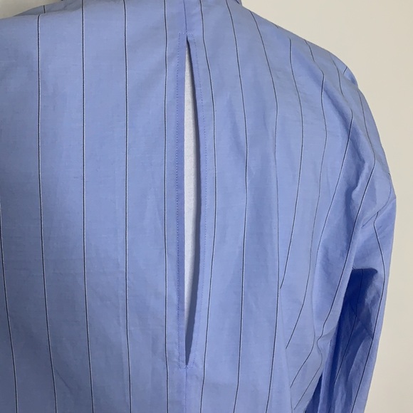 NORDSTROM SIGNATURE Blue Button Down Open Back Tunic Striped Shirt S - Picture 7 of 8
